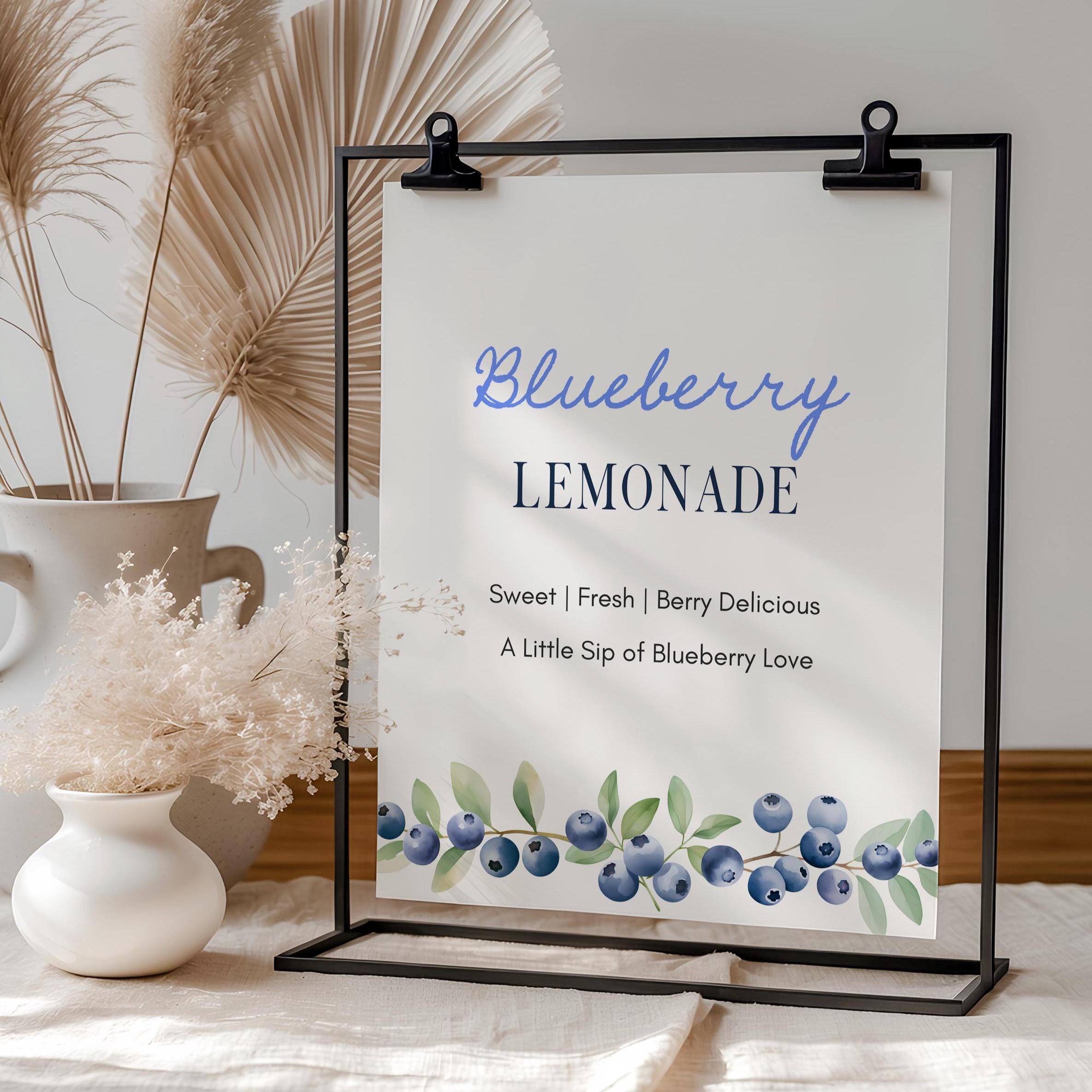 Blueberry Lemonade Bar Sign, Printable Baby Shower Drink Sign, Berry ...