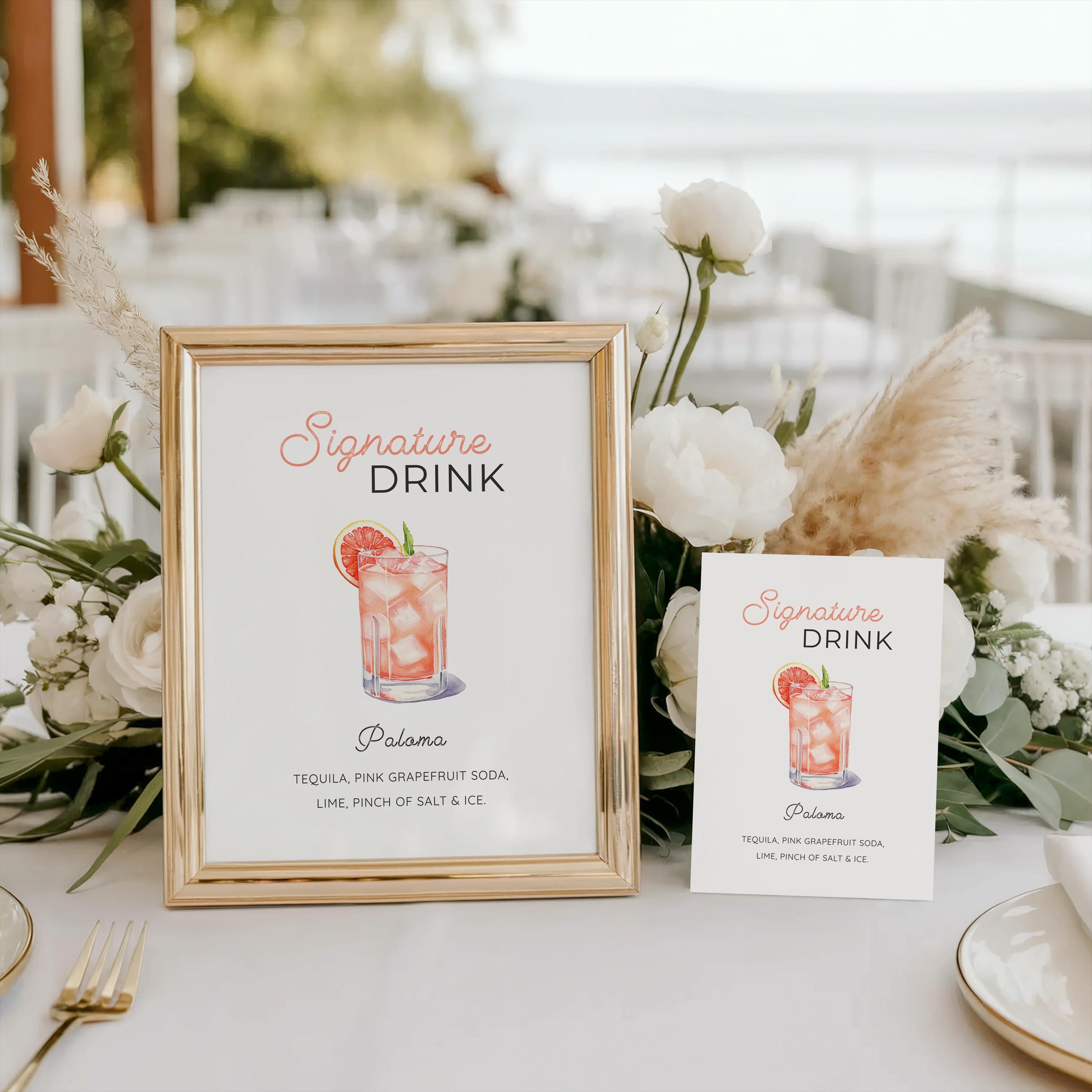 Paloma Cocktail Sign: Editable Bar Menu Template (digital Download 5x7 ...