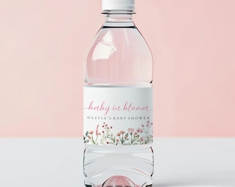 Blumen Babyparty Wasserflaschenetiketten: Gender Neutral Gastgeschenke (Digitaler Download), BA-L01
