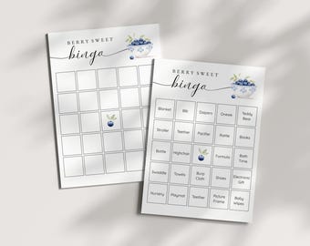 Jeu de bingo pour baby shower aux myrtilles : cartes imprimables (téléchargement numérique)