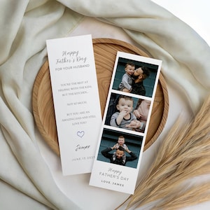 Regalo personalizado para papá, regalos para el día del padre para el esposo, marcapáginas, tira Polaroid, Día del Padre de parte del hijo, primer día del padre de parte de la esposa, Día del abuelo