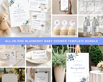Blaubeer-Babyparty-Bundle, All-in-One-Beere, süßes Dekor (Instant Download)
