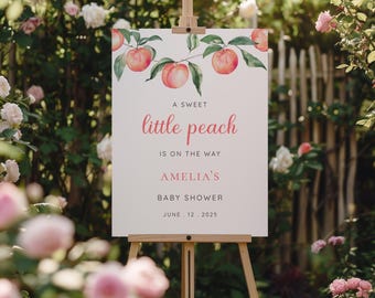 Peach Baby Shower Welcome Sign: Editable Template (Digital Download), BA-S09
