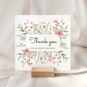 Bedankkaart bruiloft sjabloon, afdrukbare lentekaart met wilde bloemen voor bruiloft, INSTANT download, lentekaart bruiloft, bedankkaart