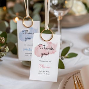 Printable Thank You Tags, INSTANT Download, Pink and Blue Gift Tags for Baby Shower, Cloud Thank You Tags baby shower for girl and boy