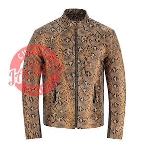 Handmade Luxury Men Python Leather Jacket Snake Leather Jacket Multiple Colors Available