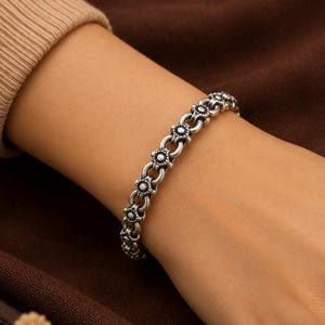 German Silver Bracelet for Women, Oxidized Silver Link Bracelet, Vintage Boho Jewelry, Indian Silver Bracelet, Handmade Gift for Her