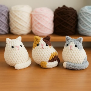 No-Sew 3-in-1 Amigurumi Cat Crochet Pattern Pack – Digital PDF in English, Deutsch, Français, Español, Português | Cat Bun, Cat Loaf & More