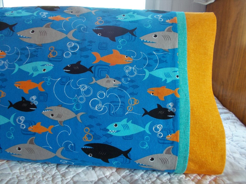 Shark Childrens or Travel Pillow Case