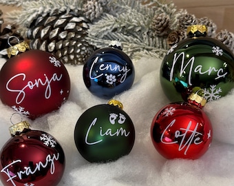 Personalized glass Christmas tree ornament, 8 cm x 6 cm, Christmas gift for colleagues, small Secret Santa gift, beautiful modern Christmas decoration