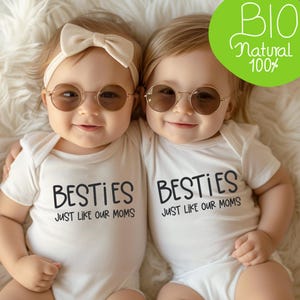 Gift idea best friend baby bodysuit newborn partner outfit with saying romper for friends funny humorous gift for birth