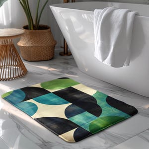 Modern Geometric Bath Mat, Spa Decor, Home Bathroom Accessories, Vibrant Colors, Eco-friendly Gift, Contemporary Design
