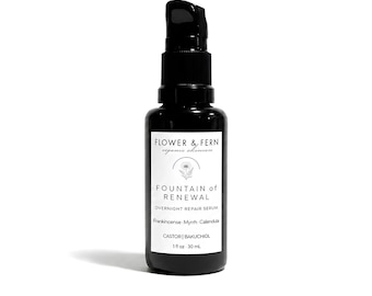 Bakuchiol Night Serum | Fountain of Renewal Frankincense, Myrrh + Calendula Face Oil with Castor, Small Batch