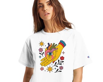 Heart n Hand - Women's Cropped Heritage Crewneck T-Shirt | Champion T453W