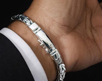 6 mm Mens 999 Silver Snake Chain Bracelet, Gift for Men