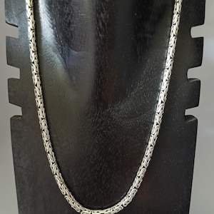 Mens Sterling Silver Byzantine Chain Necklace: Woven Rope Design
