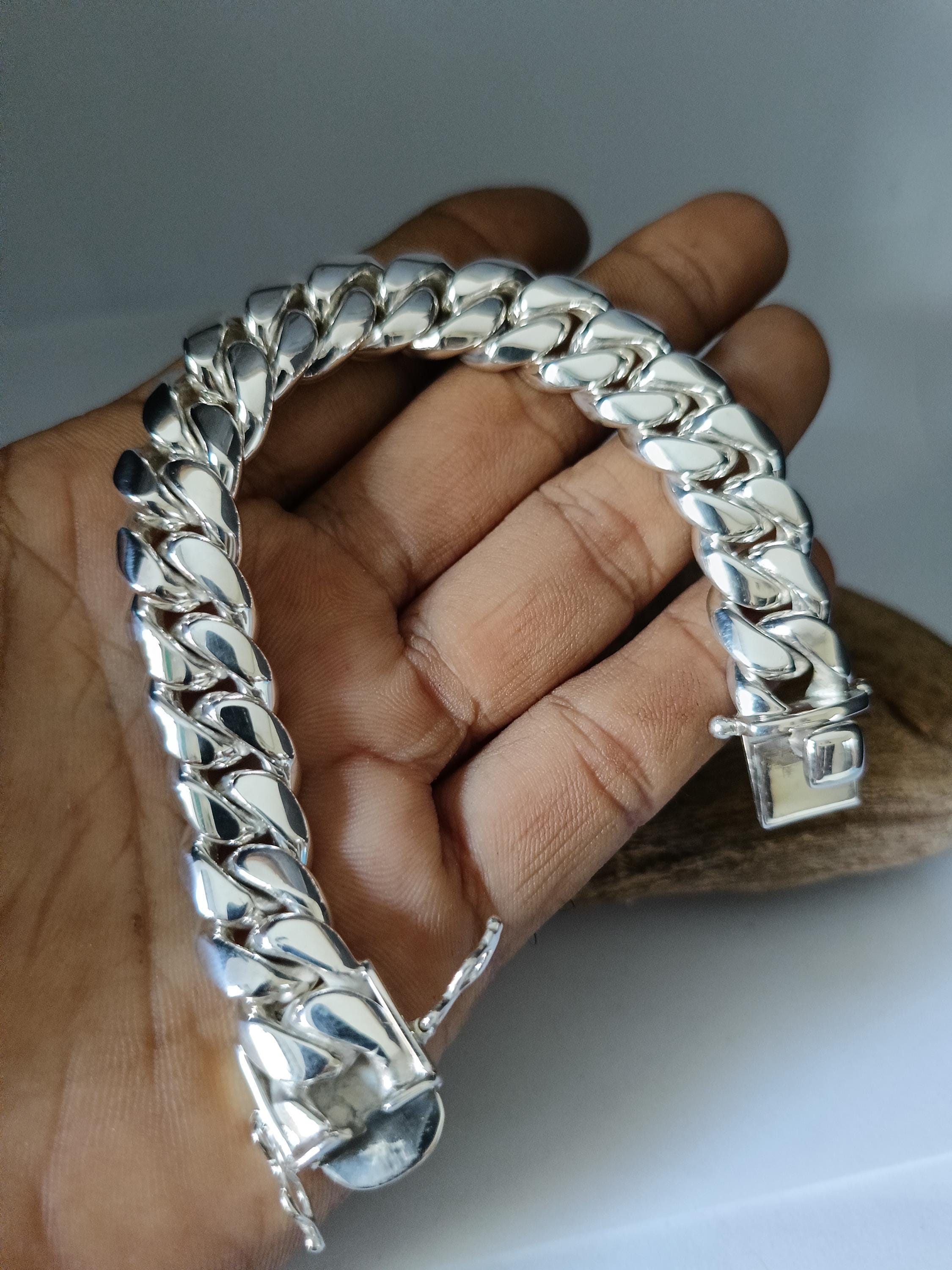 14 Mm Curb Chain Bracelet, 999 Silver Men's Bracelet. - Etsy