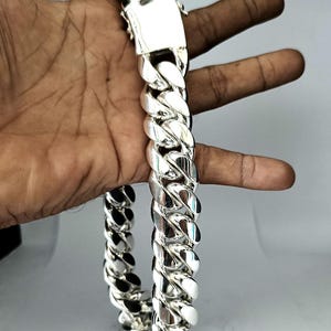 Chunky 999 massief zilveren herenketting herenketting - zware Cubaanse schakel