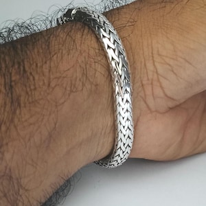 Sterling Silver Snake Chain Bracelet, Men&#39;s Jewelry Gift