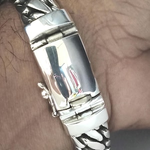 Mens Sterling Silver Snake Chain Bracelet - 14mm Wide