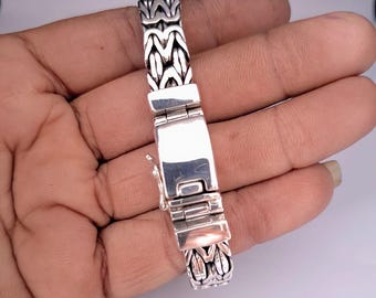 999 Solid Silver Byzantine Chain Men's Bracelet