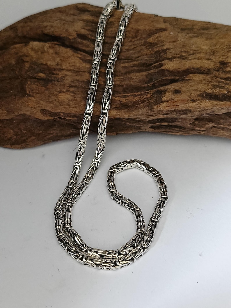 Men's 999 Silver Byzantine Chain Necklace: Woven Rope Design - Etsy