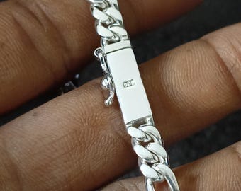 Men's Silver 6mm Figaro Chain Necklace - Solid 999 Silver