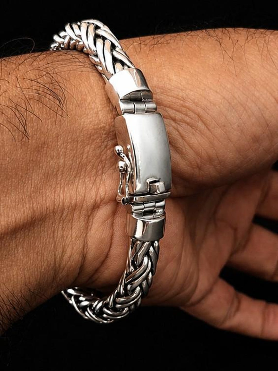 Mens Silver Bracelet 8mm – Solid 999 Silver Snake Chain Handmade