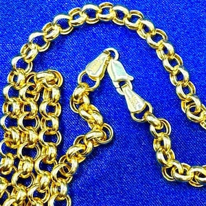 14K Solid Gold Rolo Chain Necklace | 5mm Thick Links | Multiple Lengths | Elegant Gift for Him or Her.