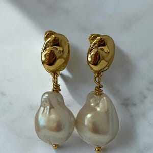 Opulent Baroque Pearl Dangle Earrings - Vintage French Glamour - Stylish Evening Statement Pieces