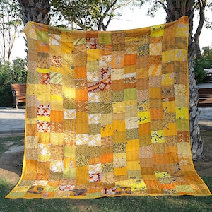 Bohemian Silk Patchwork Kantha Quilt Handcrafted Quilts Boho Twin Size Bedding Throw Blanket Bedspread Quilted Hippie 90X60 Inch