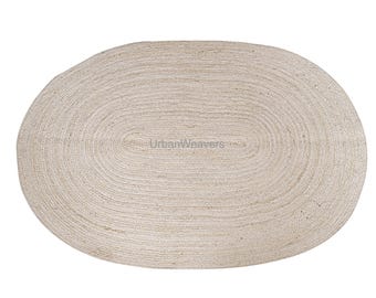 Handwoven Braided Jute Rug: Eco Friendly Oval Boho Decor