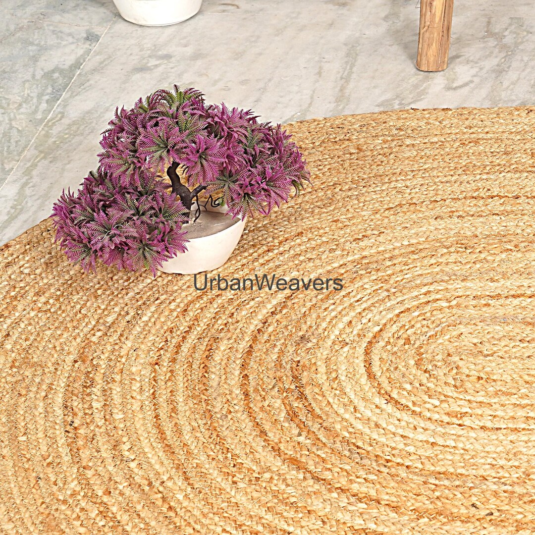Custom Braided Rectangle Rug Hand Braided Natural Jute Braided Rectangle Rug Large Area Rug Bohemian ...