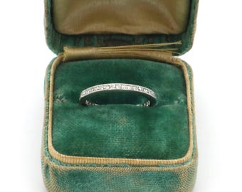 Platinum Diamond Eternity Wedding Band, Vintage, Single Cut Stones, 1/2 CTW