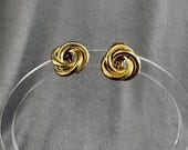 14K Love Knot Studs, CLIP-ON, Estate Yellow Gold, 1/2", Vintage Marriage Knot