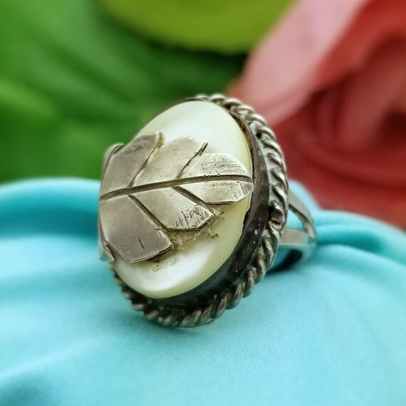 Silver Native American Inspired Mother of Pearl L… - image 2