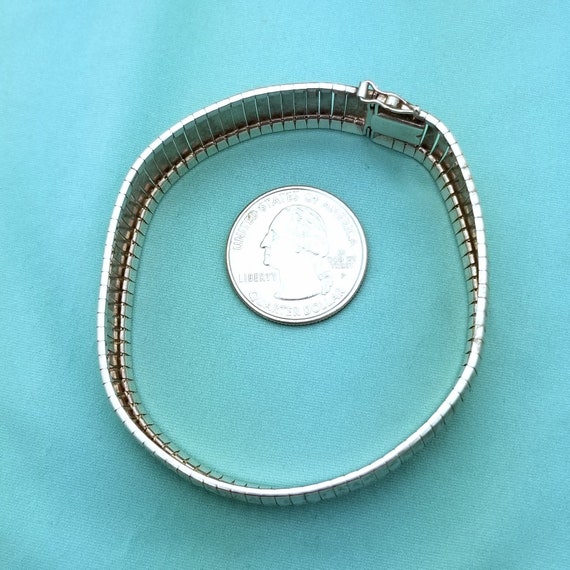 Silver .7" Wide Bracelet-925-Sterling-Flexible-Te… - image 6