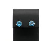 Vintage 1980’s 14K Yellow Gold LARGE Blue Topaz (2.34 TCW Each) Stud Earrings