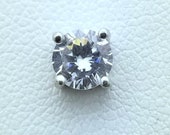 Silver Round Cubic Zirconia Single Stud Earring-925-Sterling-0.47CT-5mm CZ