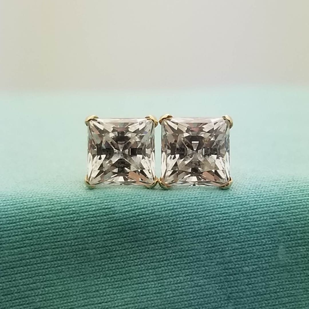 Orecchini Zirconi Nero Taglio Principessa Orecchini A Perno In Argento Sterling .925 Con Zirconi Neri - Taglio Principessa, Placcatura Rodio, Nickel-free Pendientes Mujer - Foto 12