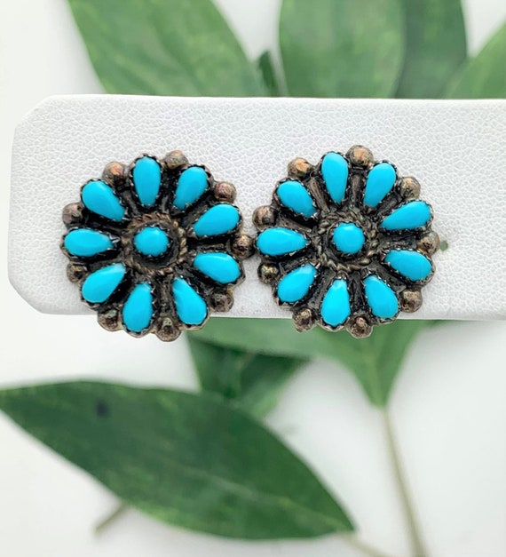 Southwestern Sterling Silver Turquoise Earrings- V