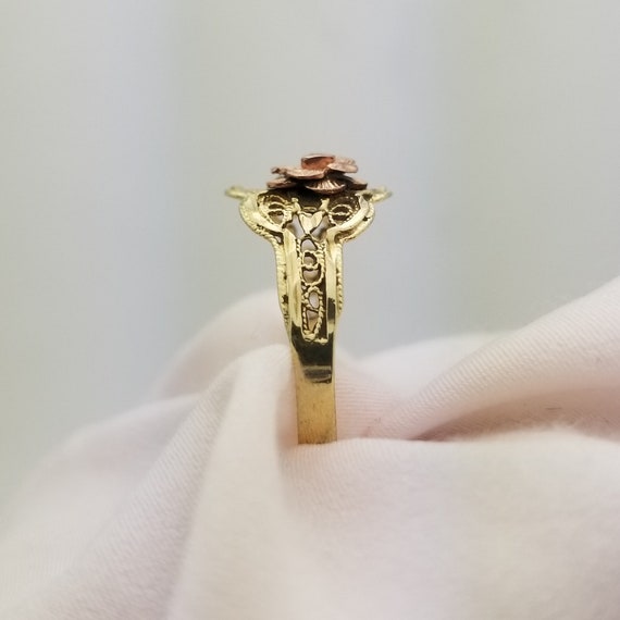 10K Rose and Yellow Gold Filigree Ring, Vintage, … - image 7