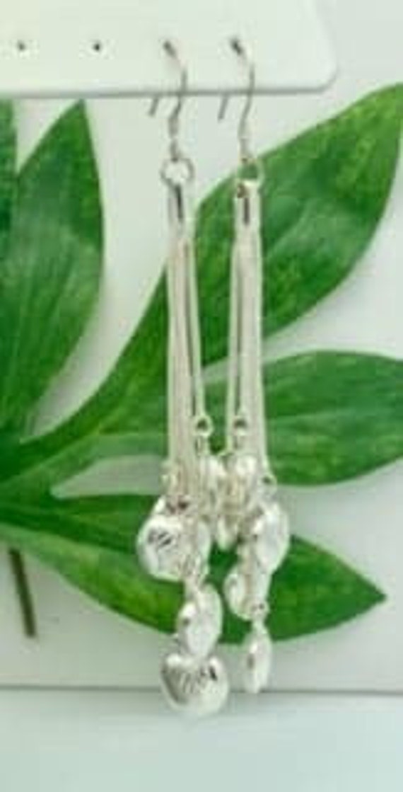 Sterling Silver Apple Dangle Earrings- Vintage, E… - image 5