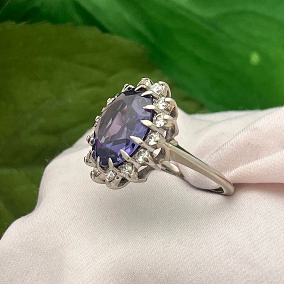 Vintage 14K Gold & Synthetic Alexandrite Diamond … - image 3