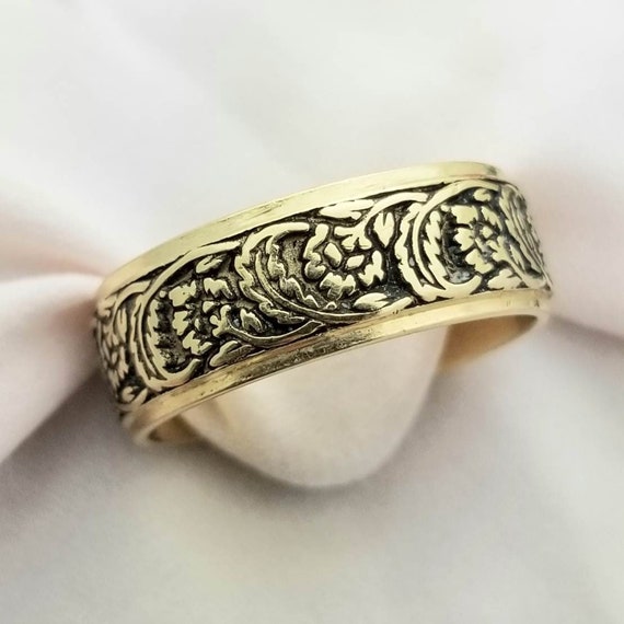 14K Wed-Lok Floral Wedding Band-Yellow Gold-6mm W… - image 2