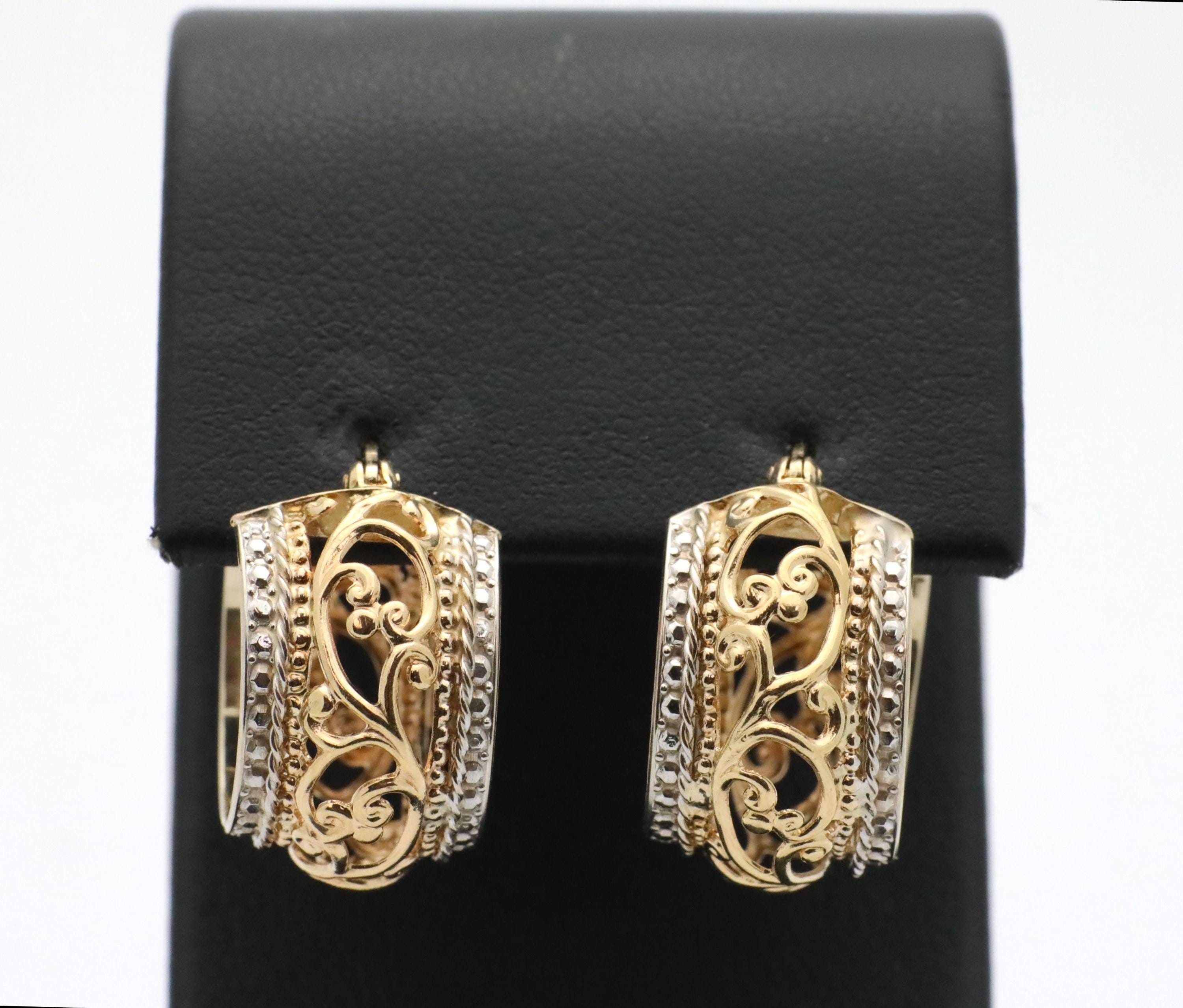 Vintage 1980's STUNNING 14K Yellow & White Gold Filigree