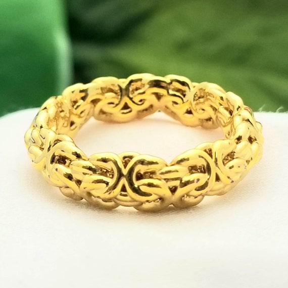 Italian Milor 14K Gold Byzantine RingDesignerSigned… Gem