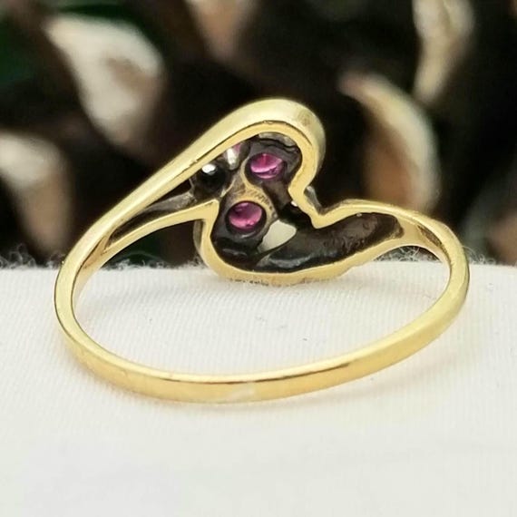 10K Round Ruby and Diamond Bypass Ring-Yellow Gol… - image 7