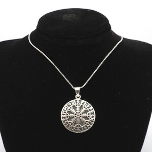 Vintage 1980’s Sterling Silver Helm of Awe Pendant Necklace – 18” Long