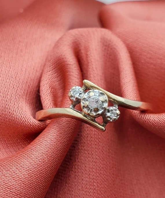 10K Diamond Anniversary Ring- 3 Diamonds- Bypass-… - image 1